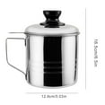 thumbnail image 2 of Home Bacon Grease Container with Strainer Stainless Steel Oil Storage Can Strainer 1.2L with Lid Silver, 2 of 6