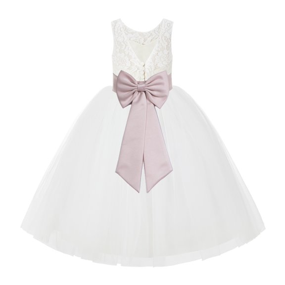 Ekidsbridal Ivory Lace Back Flower Girl Dress Junior Bridesmaid Princess for Toddlers 212noFT 5