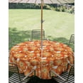 thumbnail image 3 of Outdoor Tablecloth with Umbrella Hole Zipper Orange Flowers Round Tablecloth 60" Waterproof Outside Table Cloth Spring Floral Country Pastoral Retro Patio Table Cover Tablecloths for Picnic Party, 3 of 8