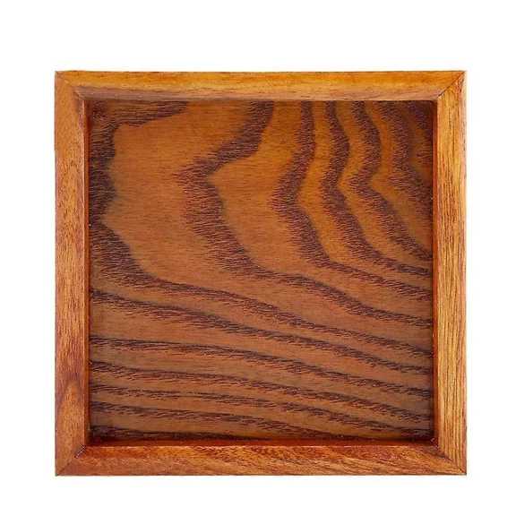 Square Solid Wood Serving Tray for Tea Coffee Sushi Snacks 12.5x12.5cm