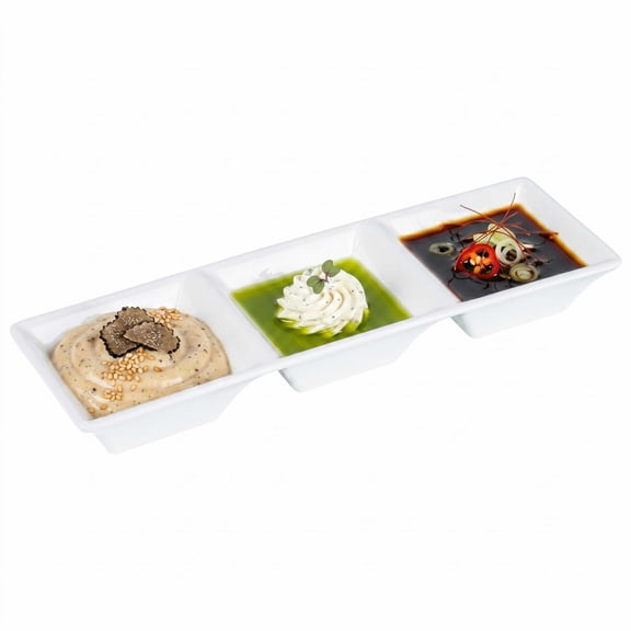 Voga 5 oz Square White Melamine Triplets Set - 8 3/4" x 2 3/4" x 1" - 10 count box