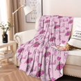 thumbnail image 2 of Pink Breast Cancer and Pioneer Flower Round Blanket,Comfortable Soft Flannel Throw Blanket,All Season,Warm Lightweight Blankets for Sofa Bed Couch Living Room Chair 47"x47", 2 of 5