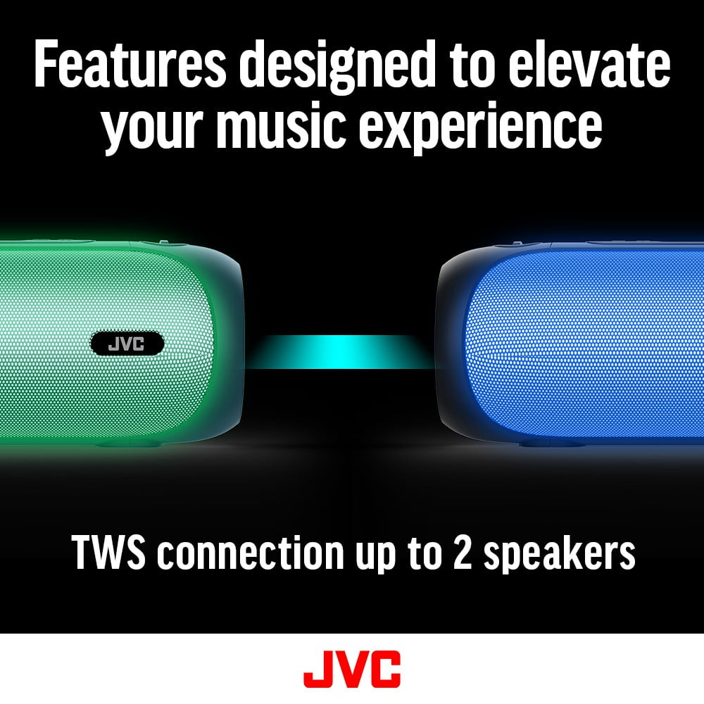 JVC Illuminated Portable Wireless Speaker with 30W max outputs, Dynamic Sound, Bluetooth 5.0, TWS Capability, USB-C, AUX in, up to 6-Hour Battery Life - SPPA7BTB (Black)