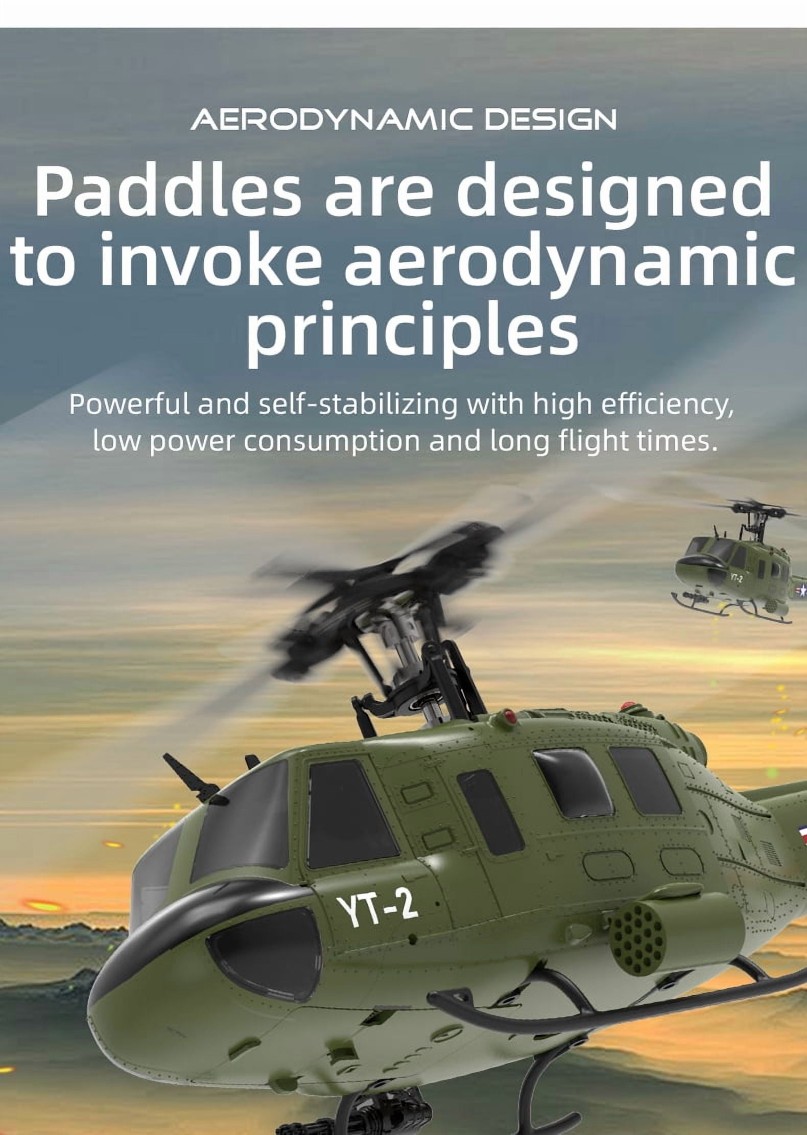 YUXIANG F07 UH-1 Huey 6CH RC Helicopter, 1:34 Scale Brushless Flybarless Helicopter with Optical Flow & Altitude Hold, 2.4GHz Military Aircraft Model Gift for Adults (RTF Version)