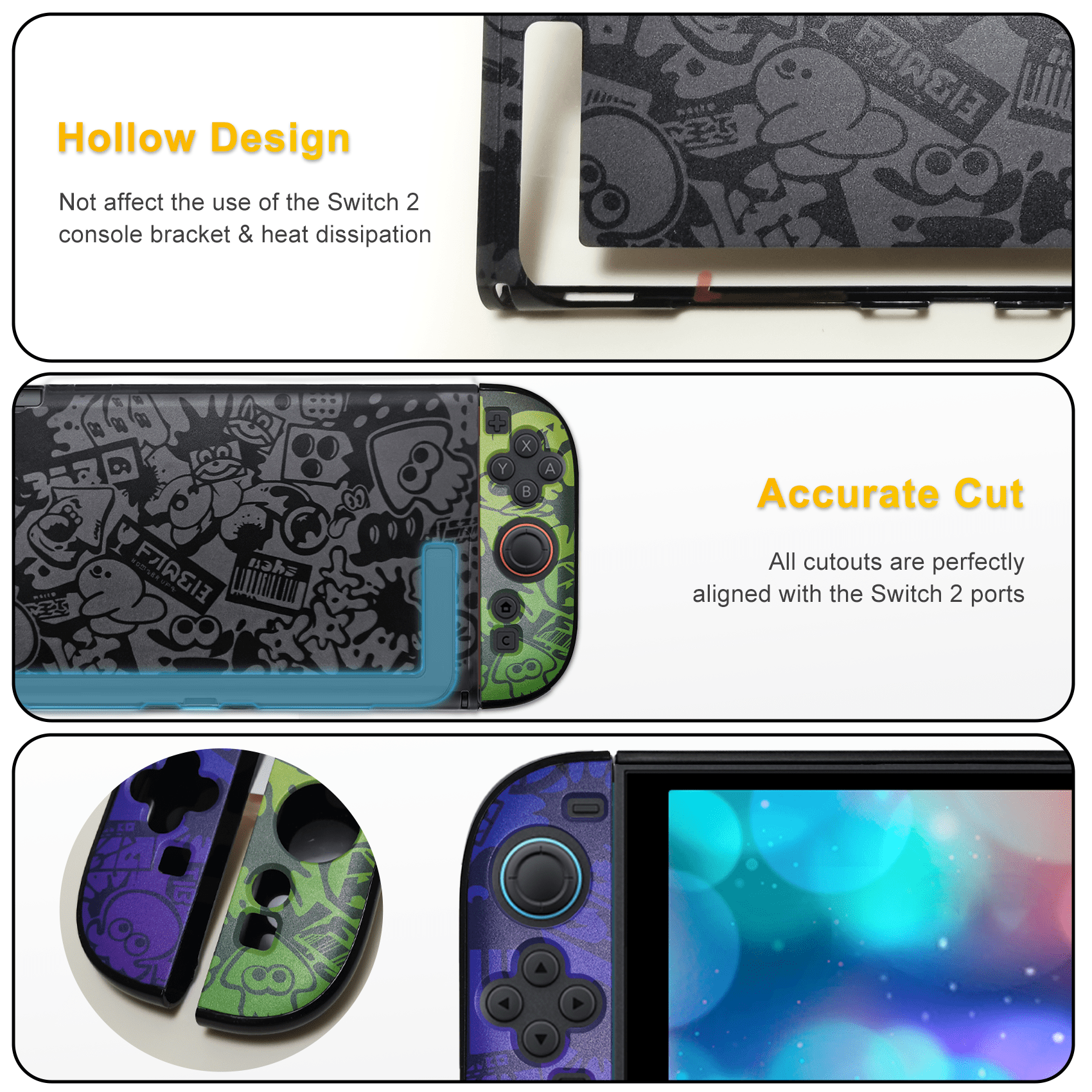 Switch 2 Case for Splatoon 3, Hard Protective Case for Nintendo