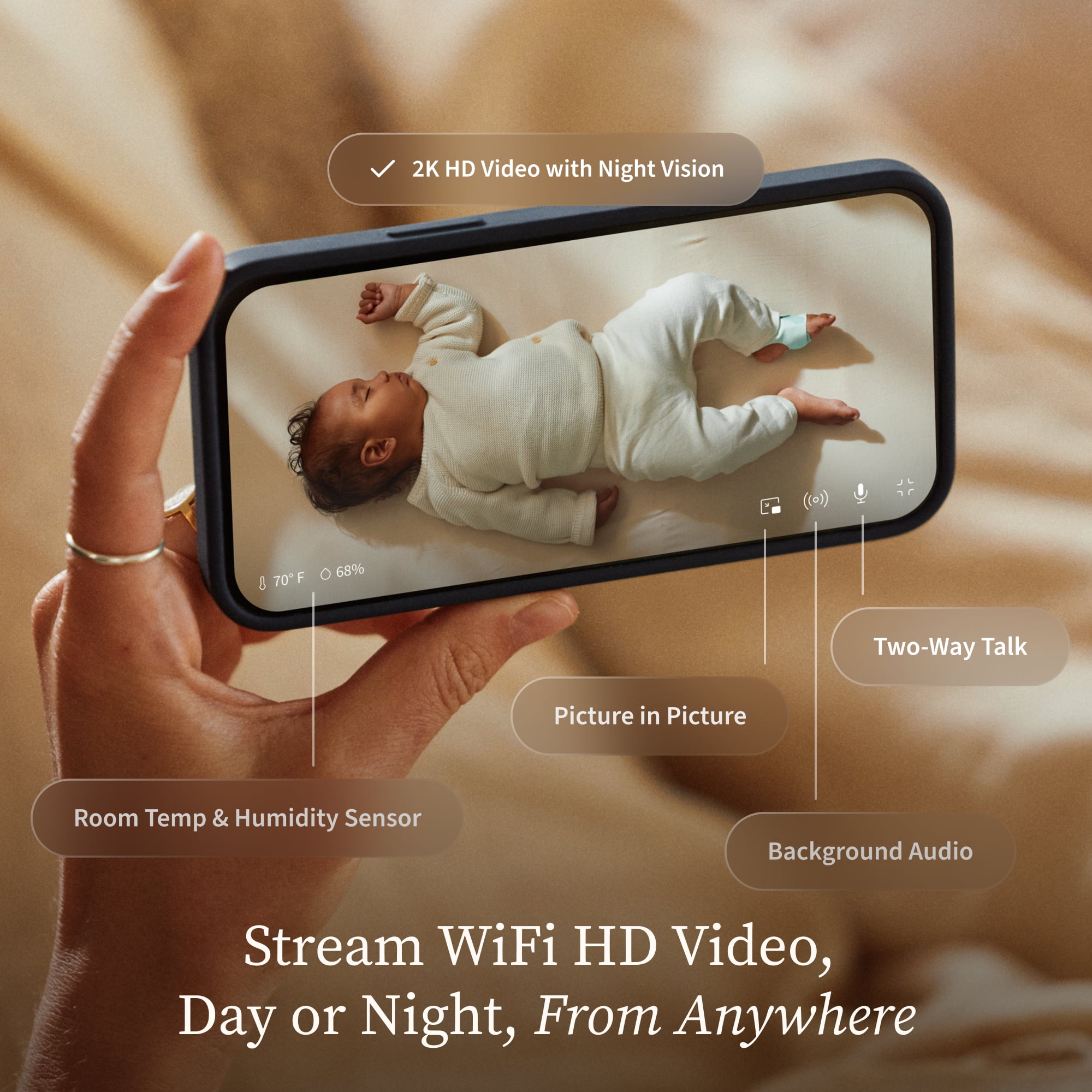 Owlet Dream Sight (Gen 3) Smart Baby Monitor – 2K HD Wi-Fi Video Camera, Cry & Motion Alerts, Night Vision & Temp Monitoring