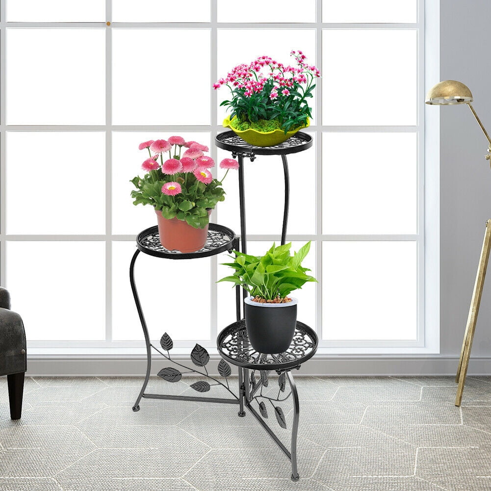 Metal Outdoor Indoor Flower Pot Plant Stand Garden Patio Flower Rack Decor L7M4