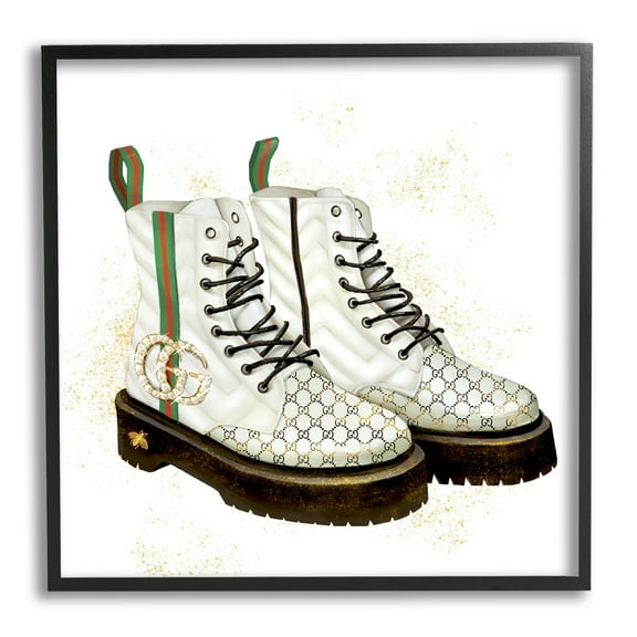 Stupell Industries Luxury Shoes Fashion Glam Gold Silver Diamond Pattern,24 x 24, Design by Ziwei Li