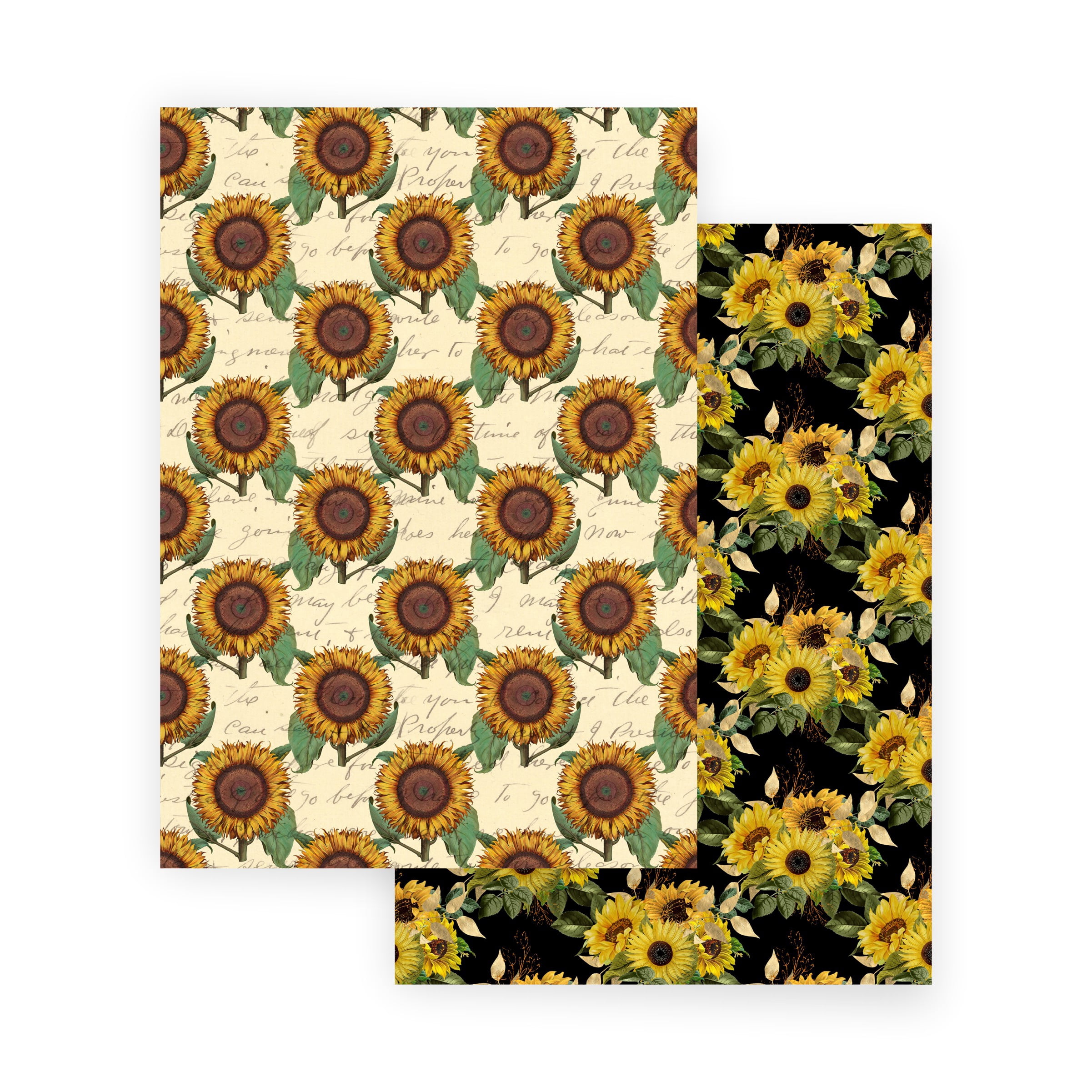 Scrapbooking Paper VINTAGE SUNFLOWERS 10 Double Sided Sheets 8.25 x 11.75, Craft Paper, Decoupage Paper, Decorative Paper, Vintage Paper
