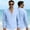 Sky Blue, variant on UTSJKR Men's Single Chest Pocket Linen-Blend Henley Long Sleeve Shirt, V-Neck Lightweight Top, Summer Beach Daily Outdoor Casual Comfort Wear Sky Blue XXXL