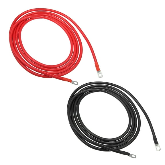 Unique Bargains 1 Pair 4 AWG Gauge 12ft Battery Inverter Cables with 3/8" Ring Universal for Car Vehicle RV Black Red