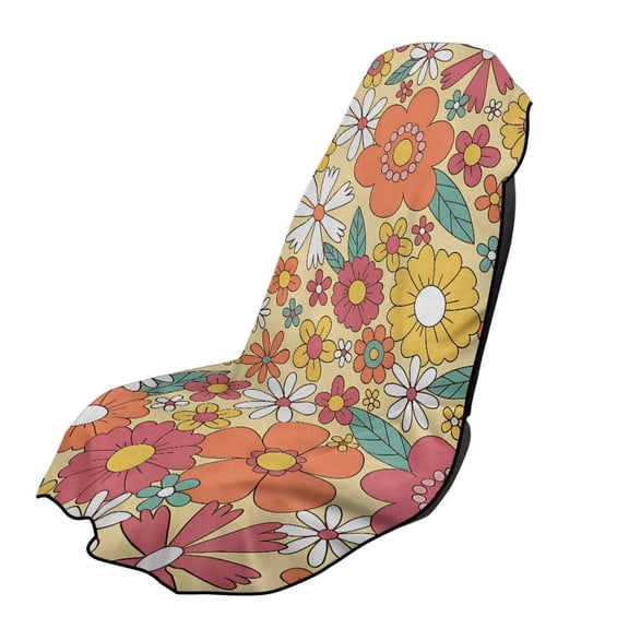 Xixirimido 60s 70s Retro Hippie Flower Print Sweat Towel Car Seat Cover for Gym Workout Athletic Running Towel for Outdoor Sports Universal Auto Front Seat Protector for Trucks, SUV, 2 Pack