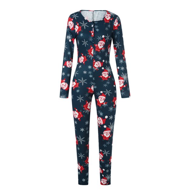 TheFound Combinaison de Nuit pour Femme à Imprimé de Motifs de Dessins Animés, Col Rond, Manches Longues