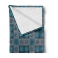 thumbnail image 2 of Geometric Soft Flannel Fleece Throw Blanket, Old Fashioned Lace Style Floral Motifs Victorian Baroque Effects, Cozy Plush for Indoor and Outdoor Use, 60" x 80", Petrol Blue Pale Blue, by Ambesonne, 2 of 5