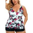 thumbnail image 2 of HAWEE Womens Plus Size Tankini Swimsuits with Shorts Two Piece Bathing Suit Floral Printed Swimwear, 2 of 4