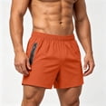 thumbnail image 2 of Men's Workout Running Shorts Quick Dry Active 4 Inches Shorts with Zipper Pockets, Lightweight, Breathable Orange, 2 of 6