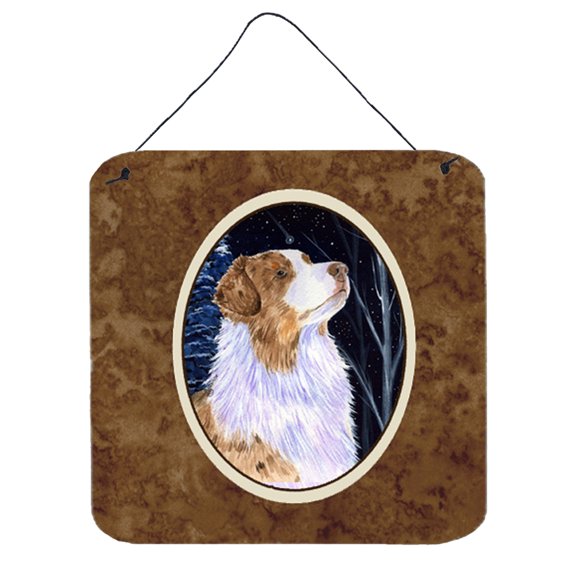 Carolines Treasures SS8375DS66 Starry Night Australian Shepherd Wall or Door Hanging Prints 6x6 multicolor