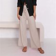 thumbnail image 3 of Pantalones De Pierna Ancha Pantalones De Cintura Alta Cómodos Elásticos Acanalados De Moda para Viajes En Casa Oficina Compras Albaricoque S, 3 of 7