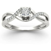 1/20 Carat T.W. Diamond Criss-Cross Shank Cluster 10kt White Gold Engagement Ring