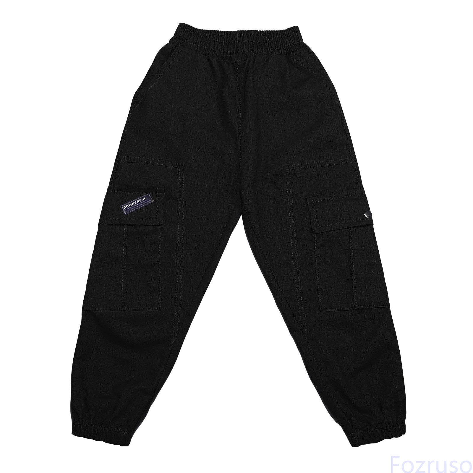 Fozruso Boys Kids Summer Casual Cargo Pants Loose Sweatpants Trousers For Sports Activewear Pants for Casual School Sizes 11-12 Years(Black)