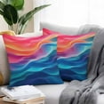 thumbnail image 2 of Waterproof Throw Pillow Covers Set of 2, 24x24 Inch Orange Blue Pink Moire Decorative Pillowcases Outdoor Pillow Slip Cushion Covers Set for Couch Tent Contemporary Water Ripple, 2 of 7