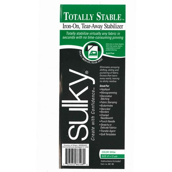 Totally Stable Iron-on Tear-Away Stabilizer White 8in x 12yds