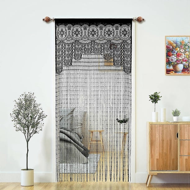 2 Pcs Room Divider Doorway Hippie Window Panel Room Divider Wall Closet Curtains (3579in/90200cm,Black)
