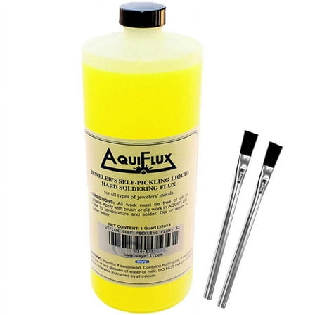 Aquiflux Self Pickling Flux Gold Silver Jewelry Hard Soldering 32 Oz & Brush