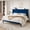 Dark Blue, variant on Einfach Queen Size Luxury Velvet Upholstered Platform Bed Frame with Wingback Headboard, Off-White