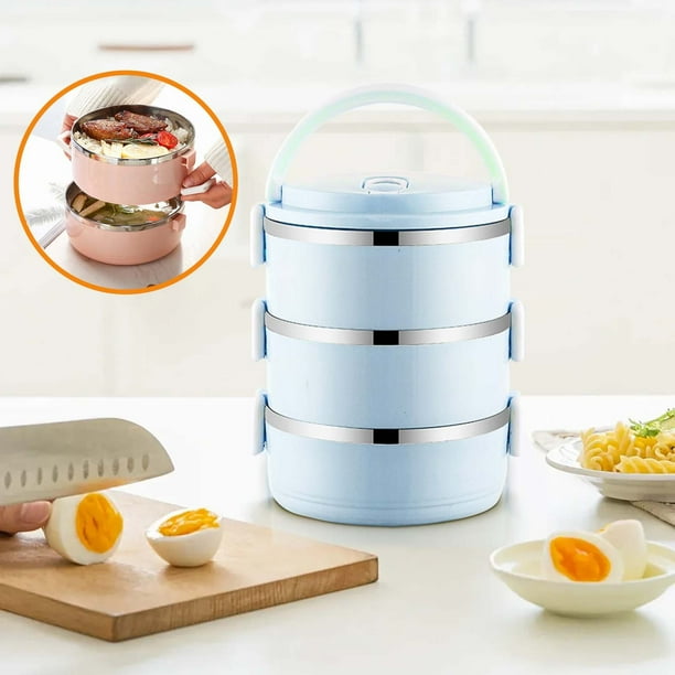 Lonchera, cajas bento, lonchera portátil, lonchera circular para mantener la frescura, lonchera de acero inoxidable con aislamiento para estudiantes y oficinistas, loncheras bento, loncheras bento