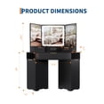 thumbnail image 3 of Ourlova Corner Makeup Vanity Desk with LED Mirror and Lights Fluted Design Vanity Table with Drawers Black, 3 of 6