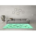 thumbnail image 3 of Ahgly Company Indoor Square Solid Turquoise Blue Modern Area Rugs, 3' Square, 3 of 4