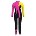 thumbnail image 4 of Haitryli Kids Girls Full Body Unitard Shiny Rhinestones Gymnastics Leotard Dance Bodysuit Long Sleeve Jumpsuit Yellow&Hot Pink 6, 4 of 5