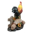 thumbnail image 3 of Large Country Chicken Rooster On Wooden Fence With Sunflowers Welcome Statue, 3 of 4