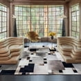 thumbnail image 4 of Cowhide Leather Pattern Print Carpet Irregular Living Room Gray Artist'S Product Geometric Floor Mat Black And White Gray Rugs My Lux Decor Round, 4 of 7