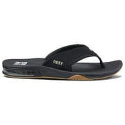 Reef Men's Sandal Fanning, Bottle Opener Flip Flops, Black/Silver, 13