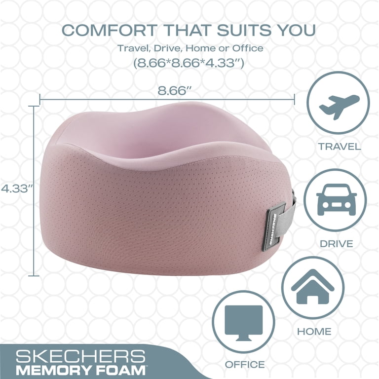 Skechers Memory Foam U-Shaped Travel Neck Pillow, Pink photo 4