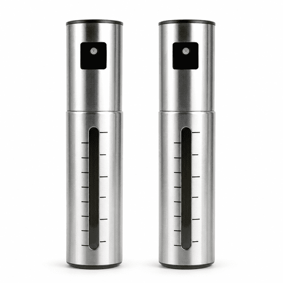 Stainless Steel Oil Sprayer 2 Pack, 7.1 Inch Refillable Cooking Mist Dispenser, Press Pump Kitchen Olive Oil Spray Bottle for Air Fryer Salad BBQ