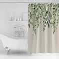 thumbnail image 2 of Shower Curtain Bathroom Set Sage Green Leaves Plant Waterproof Fabric Shower Curtains with Grommets&Hooks Spring Botanical Retro Linen Privacy Bath Curtain for Bathtub 72x72in, 2 of 7