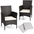 thumbnail image 1 of Gymax 2PC Patio Rattan Wicker Dining Chairs Set Black With 2 Set Cushion Covers, 1 of 10