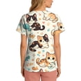 thumbnail image 5 of Kixjoy Scrub Tops Women Oversized Medical Animal Printed Scrubs V Neck Stretch Short Sleeve Top Lightweight Casual Blouses for Women with Pockets, Beige S, 5 of 6
