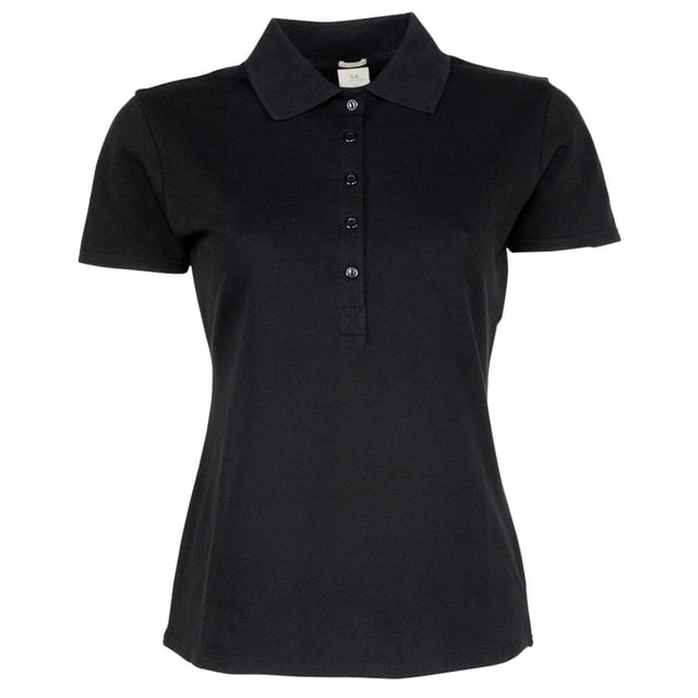 Tee Jays- Polo de manga corta Luxury elástico para mujer (Negro)
