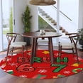 thumbnail image 3 of Round Area Rugs Collection 8 Ft, Red Christmas Non-Slip Residential Carpet, Xmas Trees Snowmans Snowflakes Gifts Cartoon Indoor Crawling Mats Runner Rugs for Living Room/Dining Room/Bedroom, 3 of 8