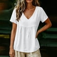 thumbnail image 5 of Ankola Womens Tops Casual V Neck Short Sleeve T Shirts Babydoll Loose Fit Peplum Tops, 5 of 7
