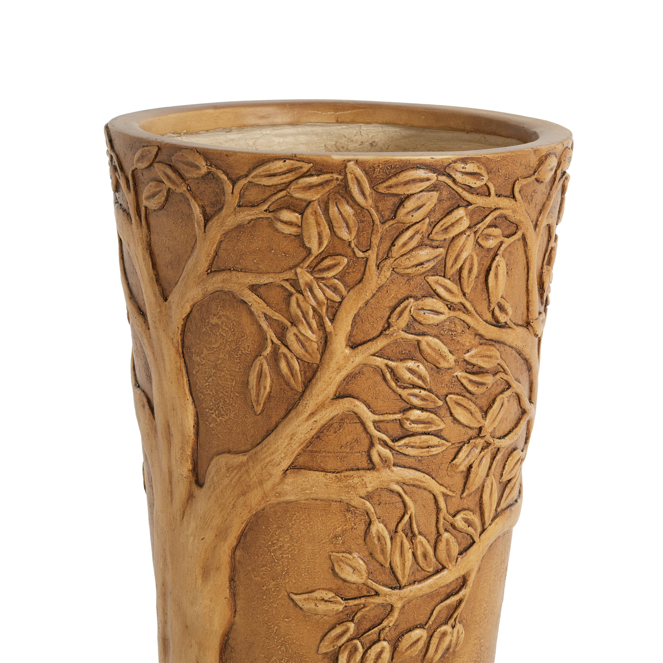 Christopher Knight Home 25" Tall MGO Outdoor Indoor Decorative Planter with 3D Tree of Life Texture, Antique Bronze