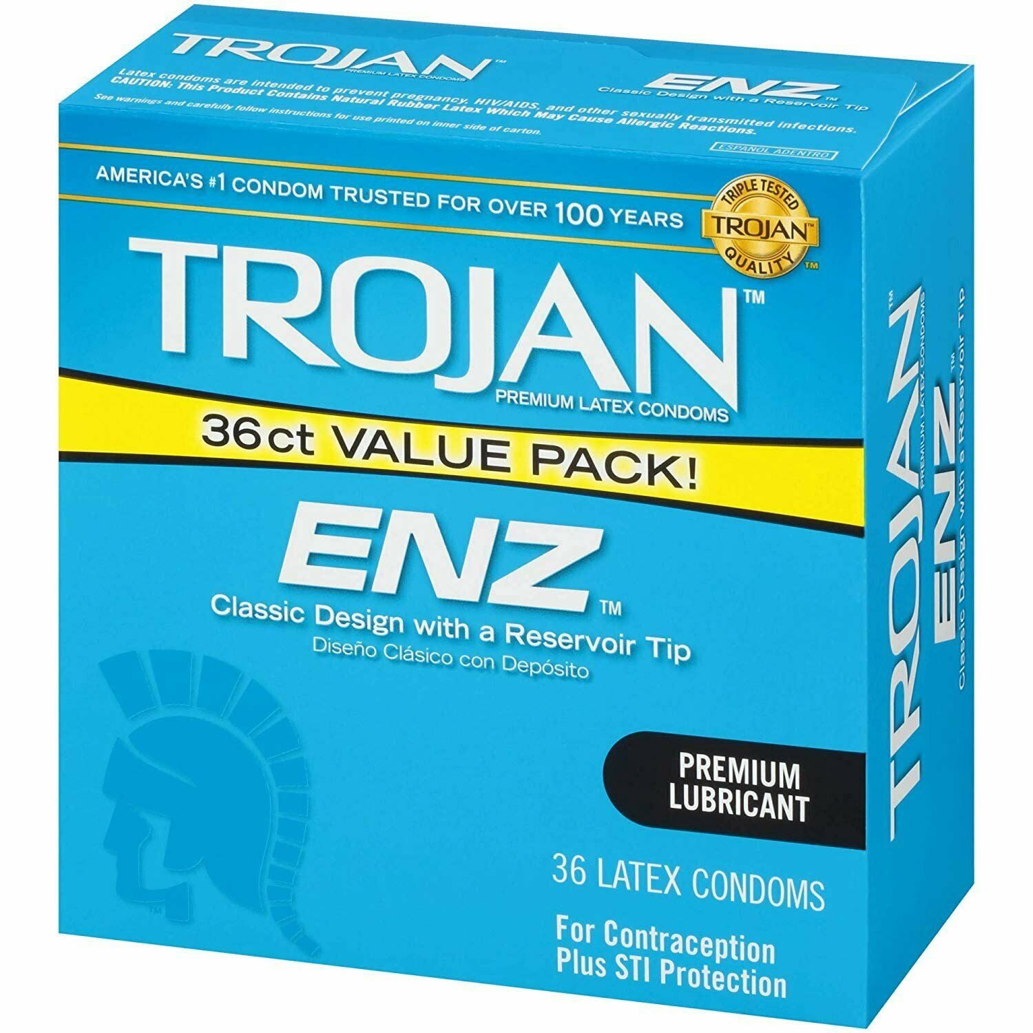 Trojan ENZ Lubricated Premium Latex Condoms For Contraception, 36 Count, 6 Pack - Walmart.com Trojan ENZ Lubricated Premium Latex Condoms For Contraception, 36 Count, 6 Pack - Walmart.com