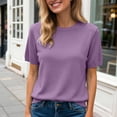 thumbnail image 4 of mgoYE Womens Summer Tops Short Sleeve Shirts Crew Neck Cute Trendy Tunic Blouses T-Shirts for Women(Purple,XL), 4 of 5