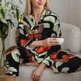 thumbnail image 6 of Yiaed Multicolored Butterflies Print Pajamas Women's Long Sleeve Sleepwear Soft Button Down Loungewear Pjs Lounge Set Nightwear Womens Pajama Pants-Small, 6 of 7
