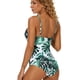 thumbnail image 4 of Traje de baño de una pieza de triángulo con pliegues que cubre el vientre para mujer Traje de baño de una pieza de mujer con escote en V profundo, tirantes sexys, sin espalda y ajustable, 4 of 6