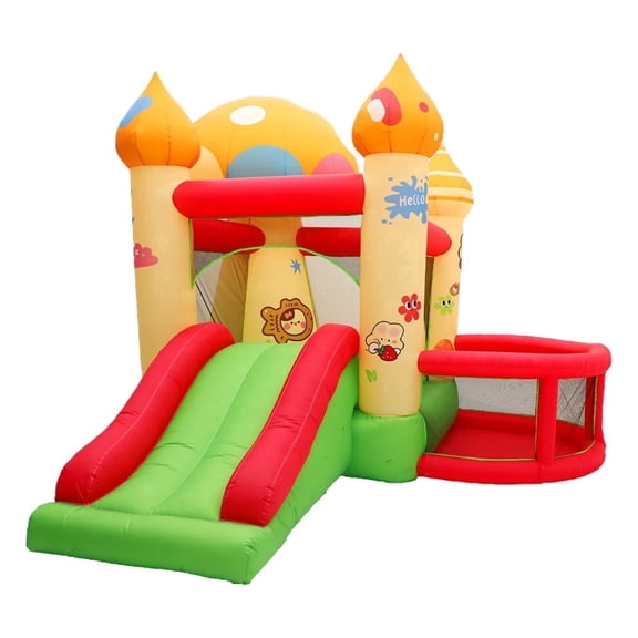 CRYXXE Inflatable Colorful Bouncer Castle with Blower Indoor Outdoor Kids Bounce blow up jump House with Slide
